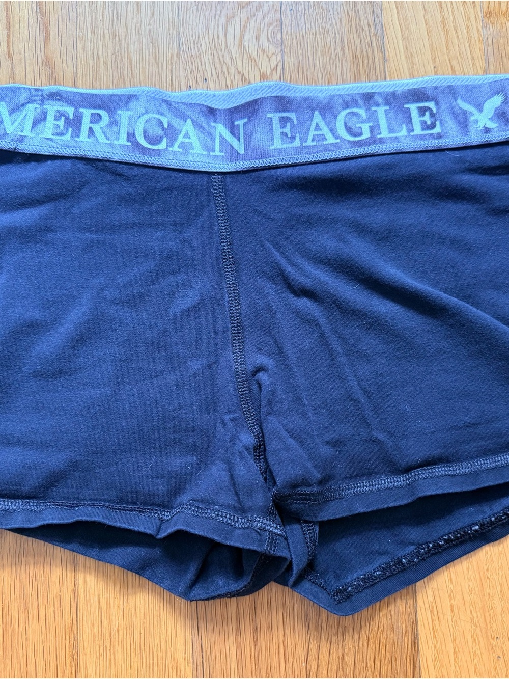 American Eagle Outfitters Women's Black Logo Waistband Shorts